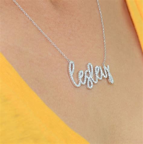 custom name necklace white gold.